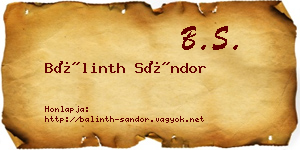 Bálinth Sándor névjegykártya