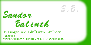 sandor balinth business card